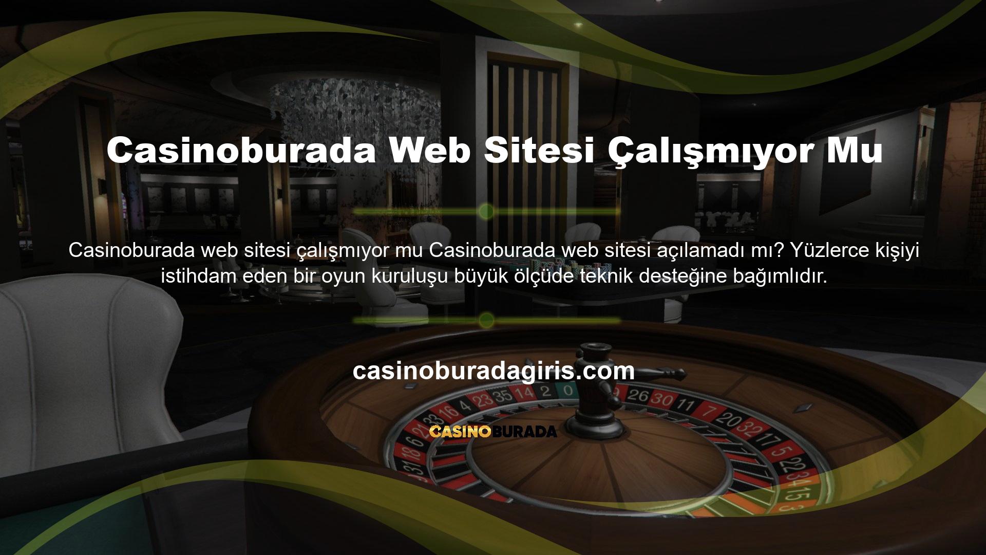 İSS'niz veya İSS'niz beklenmedik bir şekilde kapanmadığı sürece Casinoburada web sitesi hizmet vermeye devam edecektir